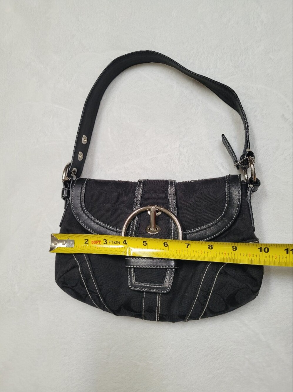 Coach Soho Signature Shoulder Bag Vintage Y2K Black Monogram  Canvas Leather - Picture 12 of 15